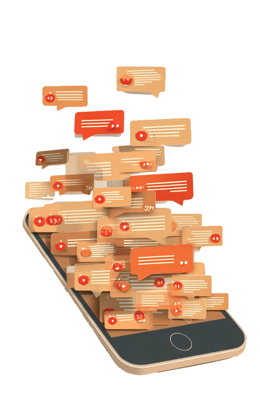 Illustration of muted chat groups piling up